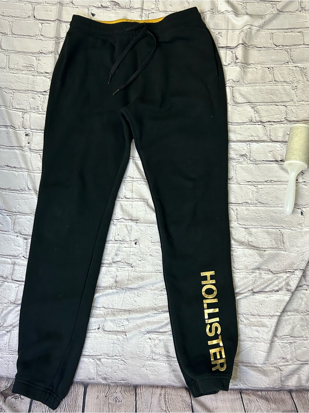 Hollister Black Sweat Joggers with Gold Logo